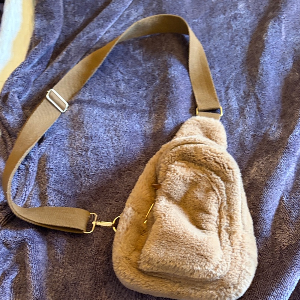Aerie Plush Tan Crossbody Bag